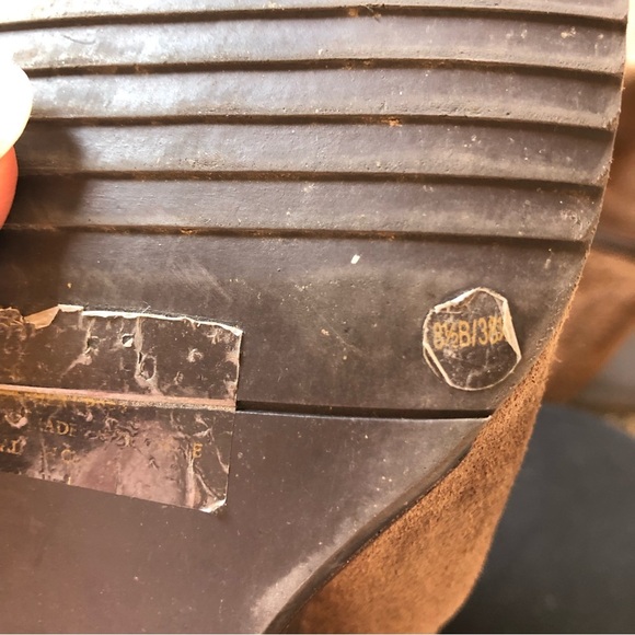 EUC Marco Santi tall knee high medium brown suede boot with buckle wedges 8.5 - Picture 9 of 10